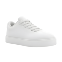 3d rendering of a plain white sneaker with laces and a solid sole, perfect for customizing png