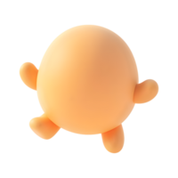 Abstract 3D orange creature character with short limbs floating happily png