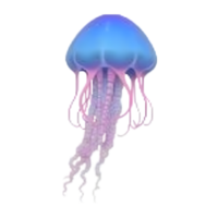 Glowing Jellyfish Floating in Deep Ocean with Transparent Background png