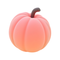 Minimalist 3D Rendering of a Light Red Pumpkin on Transparent Background png