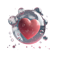 Fragile Love, A Heart Encased in Bubbles, Symbolizing Vulnerability and Protection png