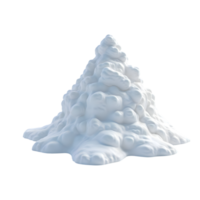 Stylized rendering of a snowy hill on a transparent background, isolated png