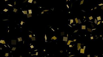 Gold Confetti Rain on Black Background for victory celebration and also quiz prize in an event video