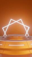 Orange and glow luxury podium pedestal product display and orange box background 3d rendering video