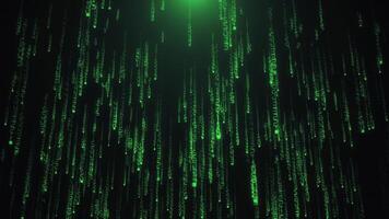 Matrix style futuristic background with cascading streams of glowing green digital code. Cybersecurity and hacking concept. Full HD and looping cyber technology background. video