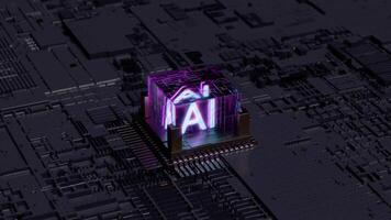 AI Processor Activating with Glowing Circuit Connections - AI Core video