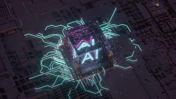 AI Processor Activating with Glowing Circuit Connections - Circuit Glow video