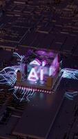 AI Processor Activating with Glowing Circuit Connections - Alert Mode video