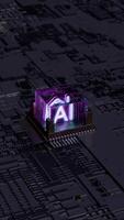 AI Processor Activating with Glowing Circuit Connections - Malfunction video