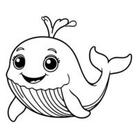 Smiling Whale Spouting Water, Floating Cheerfully vector