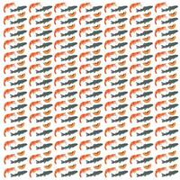 catfish, shrimp and papaya as a pattern background vector