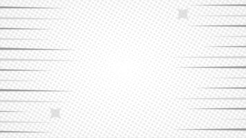 White halftone comic background animation with fast sharp lines and stars. Seamless loop. Suitable for comics, presentations, posters, etc. video