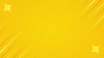 Yellow halftone comic background animation with fast sharp lines and stars. Seamless loop. Suitable for comics, presentations, posters, etc. video