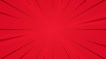 Red halftone comic background animation with radial fast lines. Seamless loop. Suitable for comics, presentations, posters, etc. video