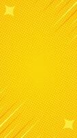 Yellow halftone comic vertical background animation with fast tapering lines and stars. Seamless loop. Suitable for comics, presentations, posters, etc. video