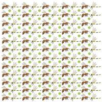 dragonflies and bees with fruit as a pattern background vector