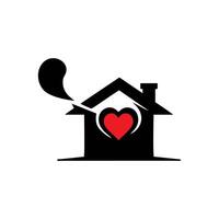 A house with a heart inside it and a speech bubble vector