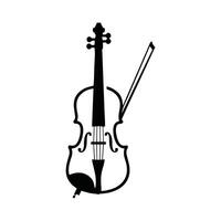 A black and white illustration of a violin vector