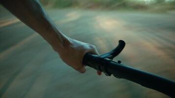Cyclist Hands Grabbing The Handlebar And Starting A Run video