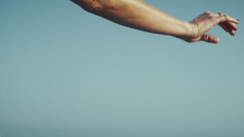Gentle Movements Of The Woman Hand In Front Of The Ocean video