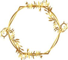 Golden frame with leaves and vines vector