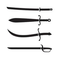 Sword set and icon Blade Icon with Minimalist Sharp vector