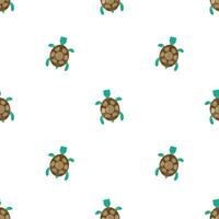 Cute turtle seamless pattern, cartoon undersea animal pattern vector