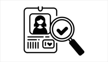 User Identity Verification Icon ID Card with Checkmark and Magnifying Glass vector