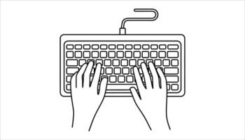 Typing Hands on Keyboard Data Entry, Remote Work, and Computer Operation Illustration vector