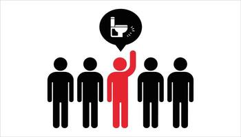 Toilet Request Icon in Public Queue Concept Flat Illustration vector