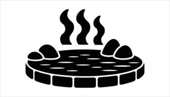 Hot Spring Icon Steam Water Pool with Rocks, Spa Therapy, and Relaxation Symbol vector