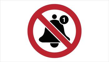 No Notification Icon Bell with Red Prohibited Sign for Silence, Mute, or Do Not Disturb Mode vector