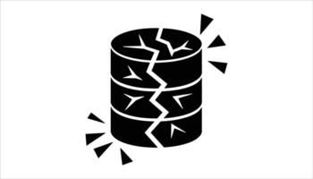 Broken Database Icon Cracked Server Storage Disk Illustration vector