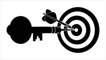 Key to Success Target with Bullseye, Dart, and Key Icon Representing Goal Achievement vector