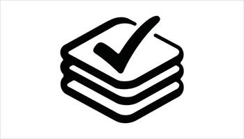 Checklist Document Icon with Tick Mark Symbol in Minimal Style vector