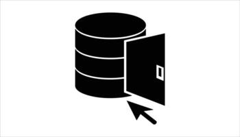 Database Access Icon Open Data Server with Door and Cursor for Storage, Entry, and Management vector