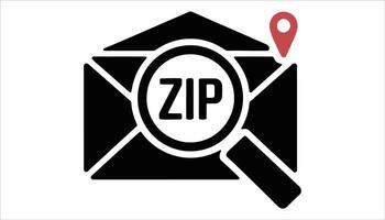 Zip Code Search Icon Envelope with Magnifying Glass and Location Pin Illustration vector