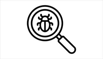 Bug Under Magnifying Glass Icon Debugging Illustration vector