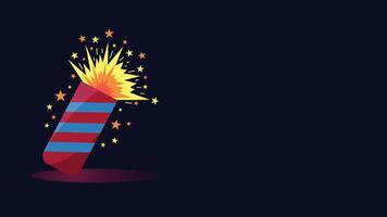 Exploding Firecracker in Red and Blue with Yellow Stars for July Fourth Night Celebrations vector