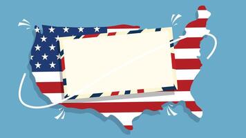 Map of USA decorated with American flag and blank sign for custom message vector