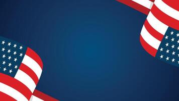 Deep Blue Background with American Flags in Corners vector