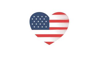Heart Shaped American Flag Emblem with Rustic Striped Background Style vector