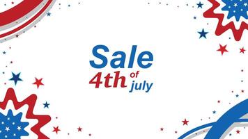 Fourth of July Sale Banner with Stars, Fireworks and Red White Blue Celebration Graphics vector