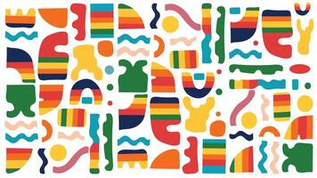 Abstract Pride Icons and Colorful Shapes Representing LGBTQ Love and Celebration Pattern vector