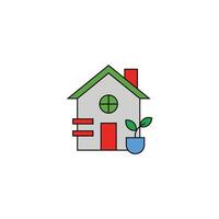 Eco house with hanging flower pot vector