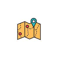 Folded Map With Pin Markers vector