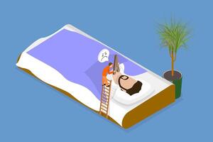 3D Isometric Flat Conceptual Illustration of Sleep Apnea, Snoring vector