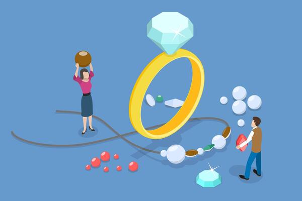 3D Isometric Flat Conceptual Illustration of Jewelry Industry, Working with Precious Stones and Metals