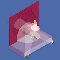 3D Isometric Flat Conceptual Illustration of Ballet Performance, Classic Dancer on Stage vector