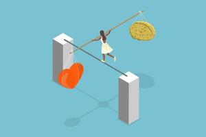 3D Isometric Flat Conceptual Illustration of Body And Brain Harmony, Logic and Feel vector